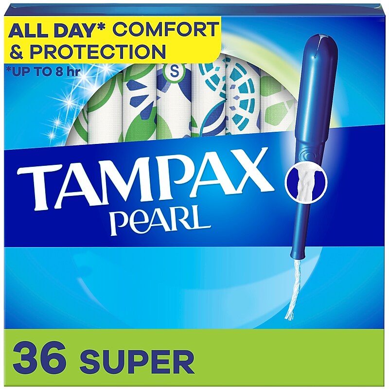 Tampax Pearl Super Absorbency Cotton Tampons, Plastic Applicator, 36/Pack (00370) image 1