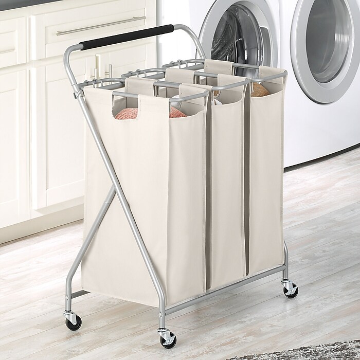 Whitmor 3-Section Rolling Laundry Sorter, Metal, (6640-4794) | Staples