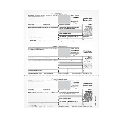 TOPS 2022 1099-NEC Tax Form, Copy B, 50/Pack (LNECREC-S) | Staples