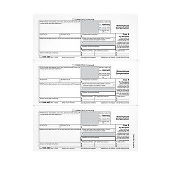 TOPS 2022 1099-NEC Copy B Tax Form, White, 50 Forms/Pack (LNECREC-S)
