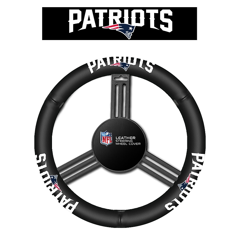 NFL New England Patriots Leather Steering Wheel Cover (023245981118) image 1