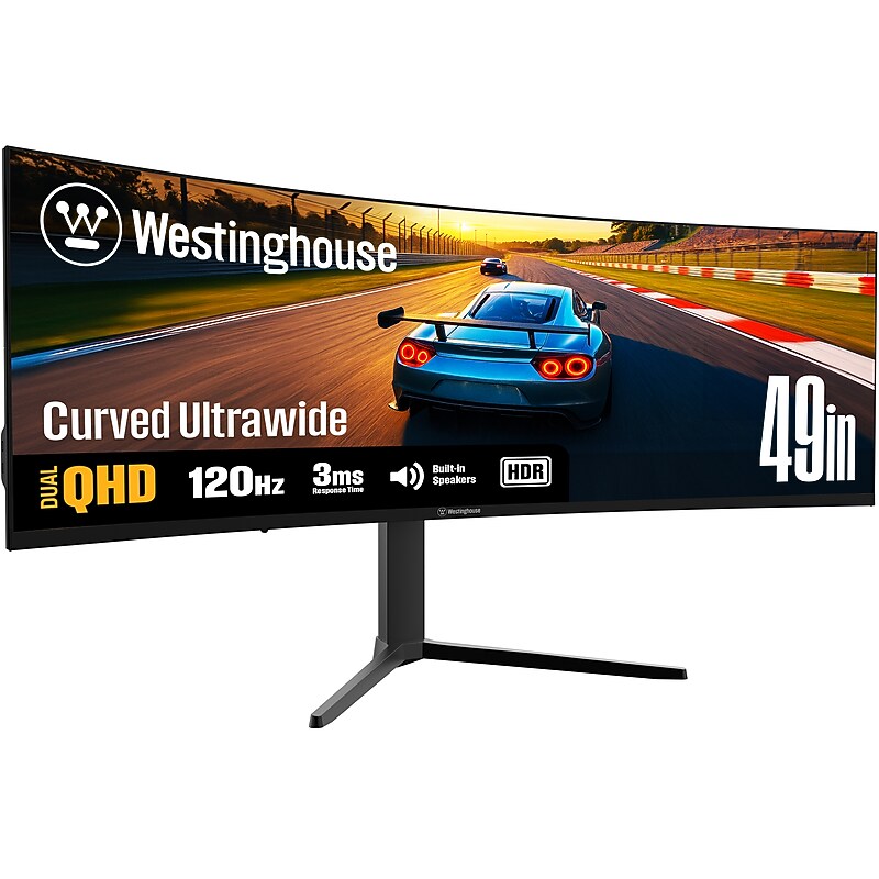 Westinghouse Ultrawide 49" Curved 120Hz LED AMD FreeSync Gaming Monitor, Built-In Speaker, Height Adjustable, Black (WC49BX6250) image 1