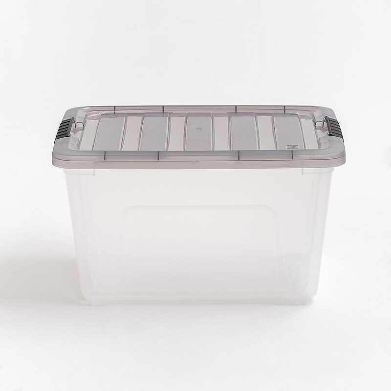 Iris 32 Quart Stack and Pull Latching Plastic Storage Bin, Clear (500207) image 1