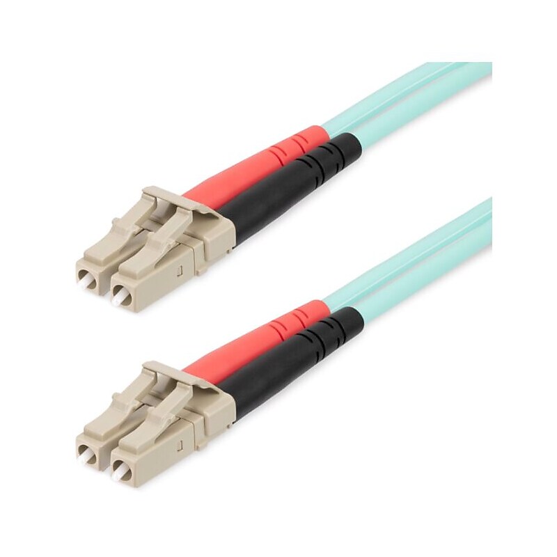 StarTech 25m (82ft) LC to LC (UPC) Duplex OM4 Multimode Fiber Optic Patch Cable, 50/125, Aqua (450FBLCLC25) image 1