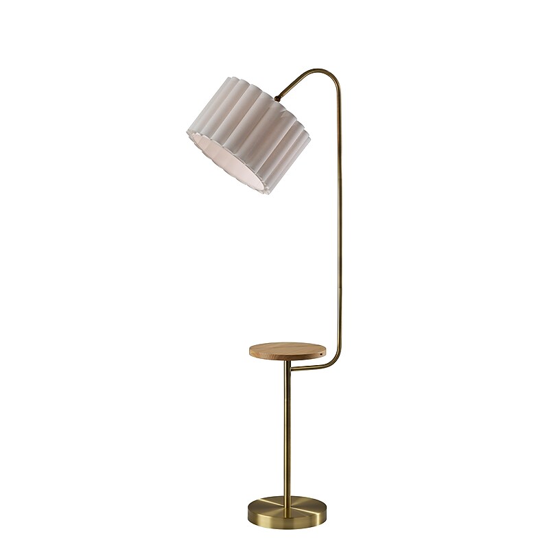 Adesso Caldwell 62"H Antique Brass Floor Lamp with White Linen Shade (4229-21) image 1
