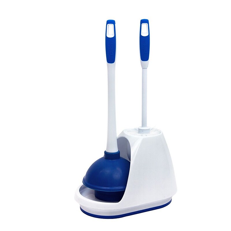 Mr. Clean Plastic Toilet Brush & Plunger With Caddy, White/Blue (440436) image 1