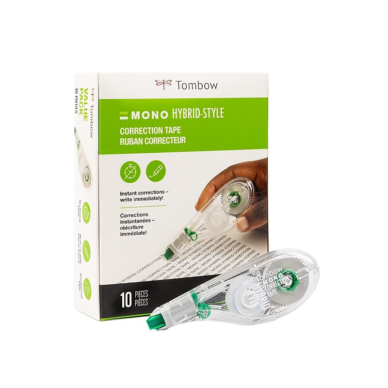 Tombow MONO Hybrid Style Correction Tape, White, 10/Pack (68721) image 1