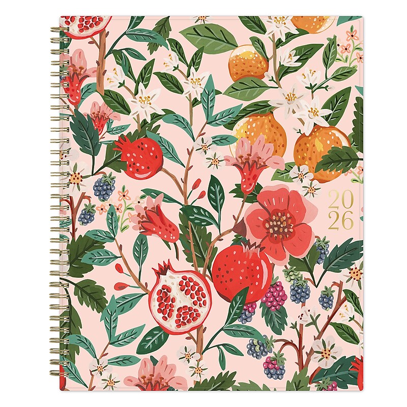 2026 Blue Sky Bespoke Letterpress Pomegranate Blush 8.5" x 11" Calendar Year Weekly & Monthly Planner, Plastic Cover (155586) image 1