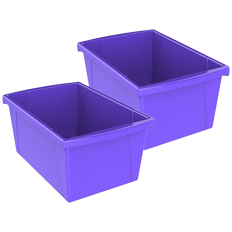 Storex Plastic Medium Classroom Storage Bin, 16.75"x 11.87"x 8.28", Purple, Pack of 2 (STX61486U06C-2) image 1