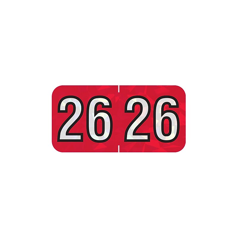 Medical Arts Press Holographic "26" Medical Labels, 1-1/2" x 3/4", Red, 500/Roll (0726HRD) image 1