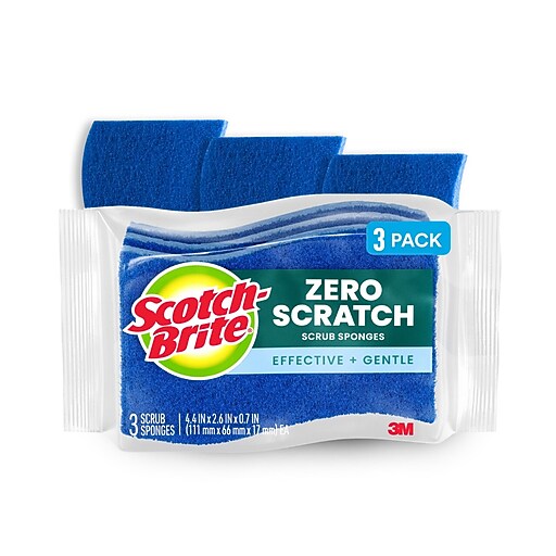 Scotch-Brite Non-Scratch Scrub Sponge, Blue, 3/Pack (MP-3-8-D