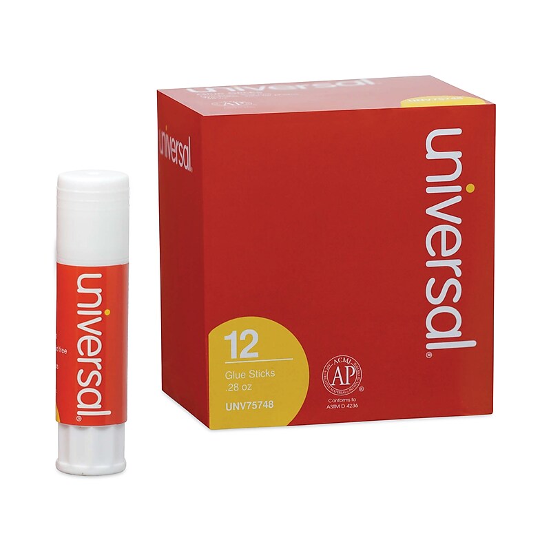 Universal Glue Sticks, 0.28 oz., 12/Pack (UNV75748) image 1