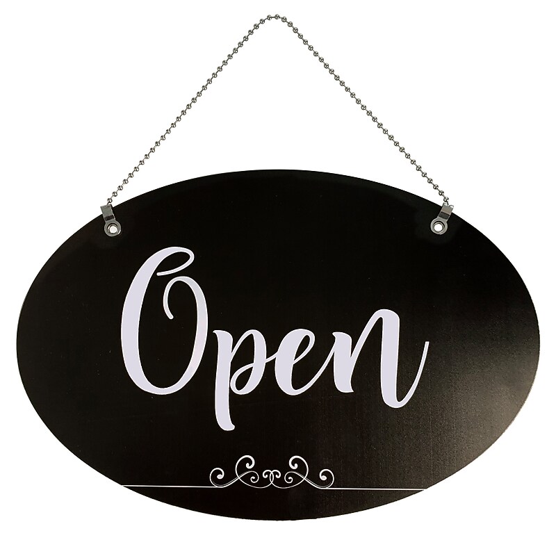 Cosco 2-Side Open/Close Spa Style Indoor Sign, 12" x 8", Black/White (098642) image 1