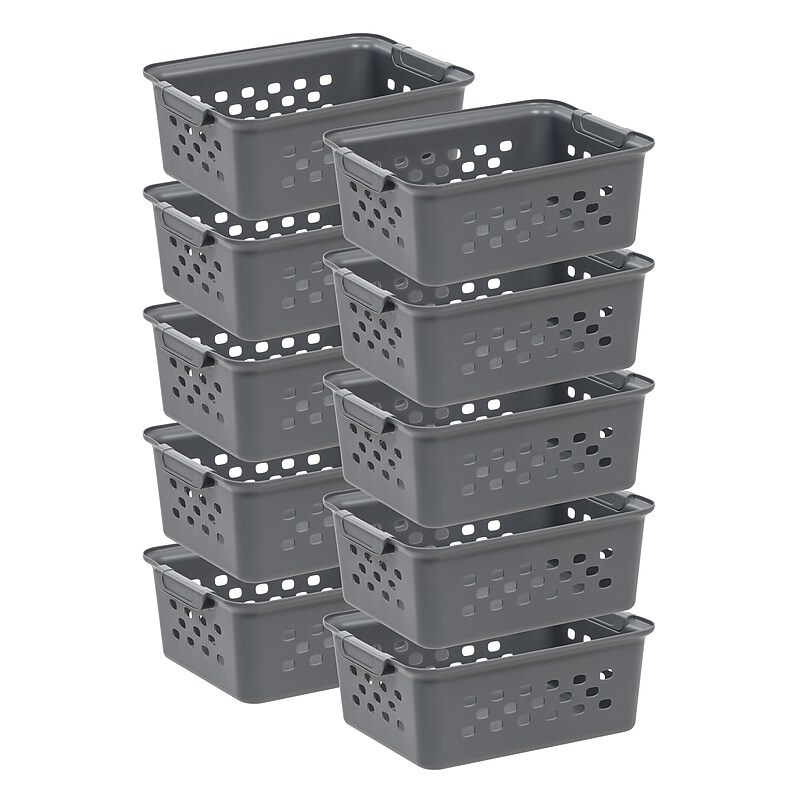 Iris Small Plastic Storage Baskets, Gray, 10/Pack (500164) image 1