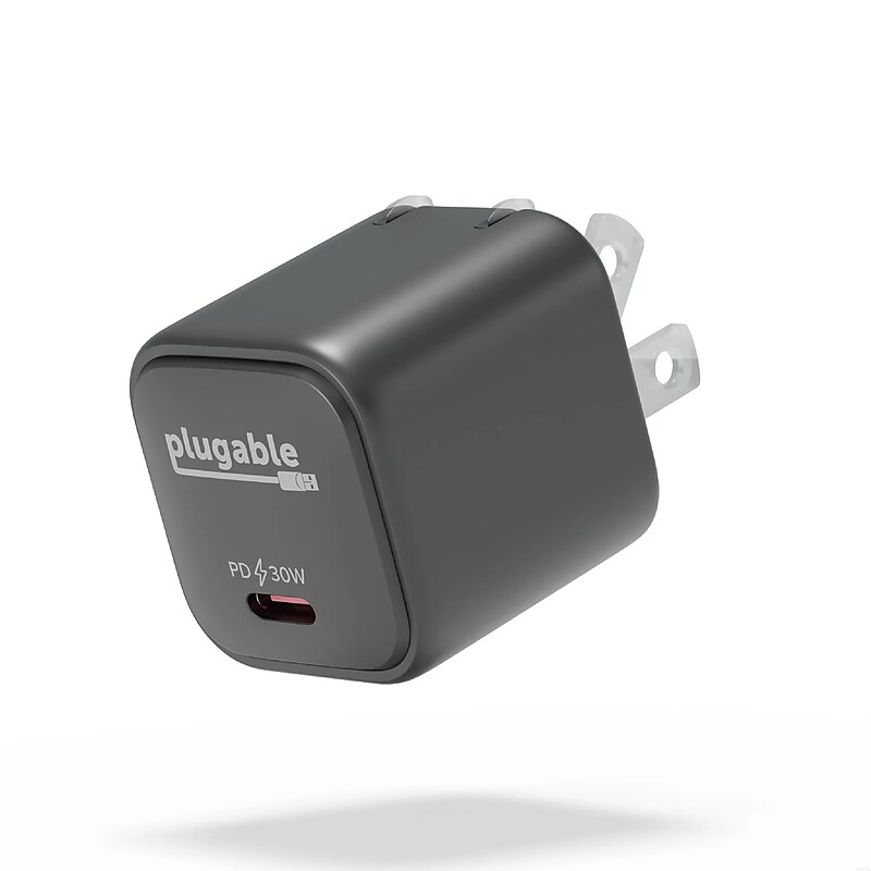 Plugable 30W GaN USB C Charger Block, Black (PS-30C1B) image 1