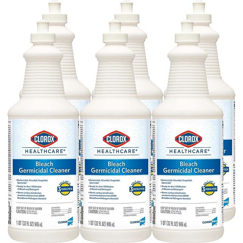 Clorox Healthcare Bleach Germicidal Cleaner, 32 oz., 6/Carton (CLO68832) image 1