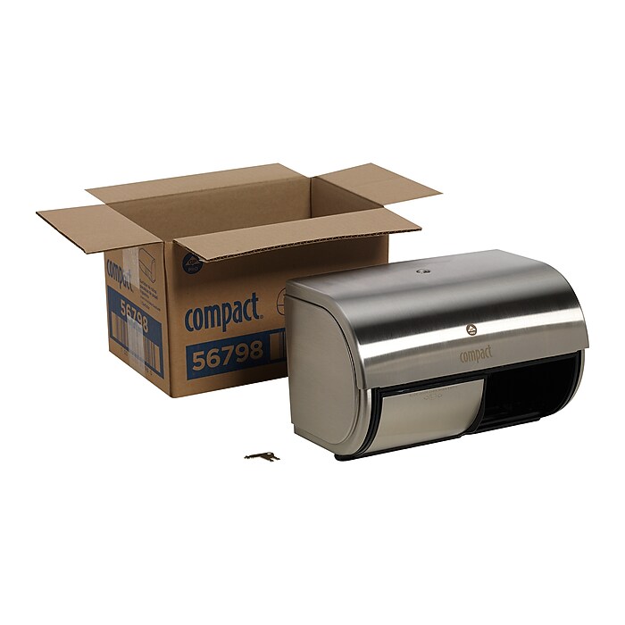 Compact 2-Roll Side-by-Side Coreless Toilet Paper Dispenser by GP
