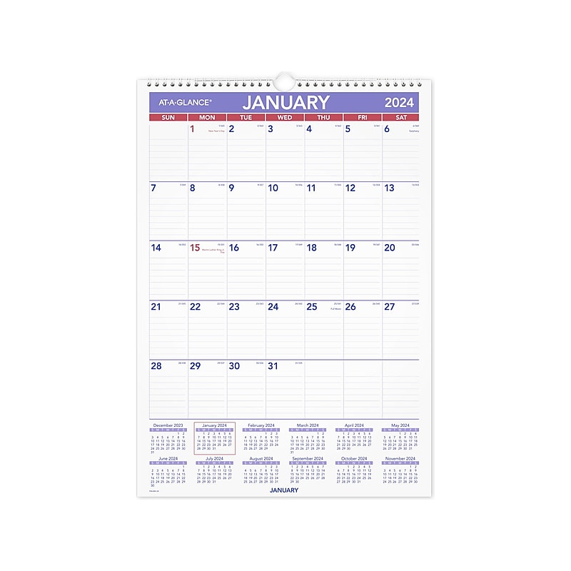2024 AT-A-GLANCE 12" x 17" Monthly Wet-Erase Wall Calendar (PMLM02-28-24) image 1