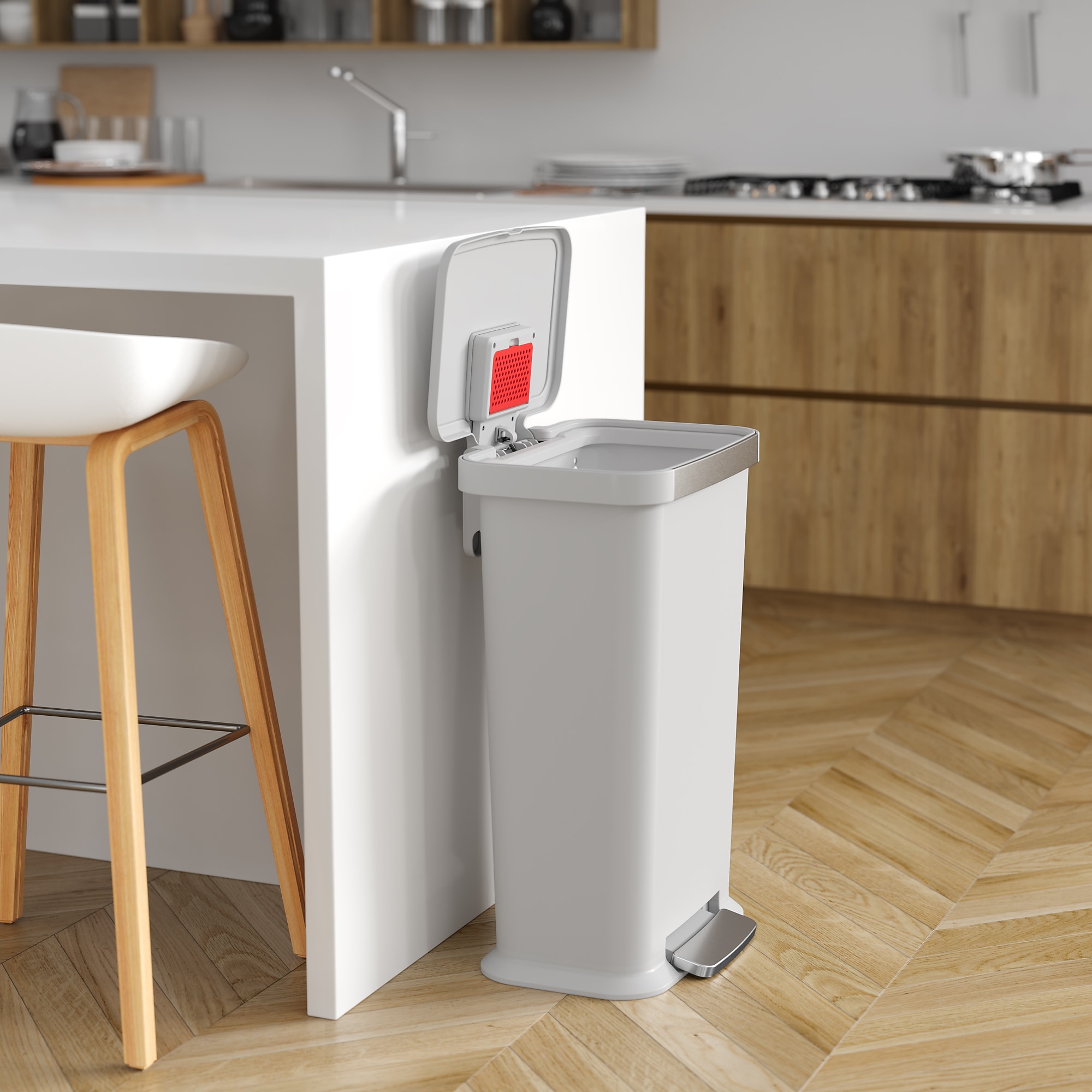 iTouchless SoftStep Plastic Step Trash Can, 13.2 Gallon, White (PL13WWP) Sansujyuku sansujyuku.com