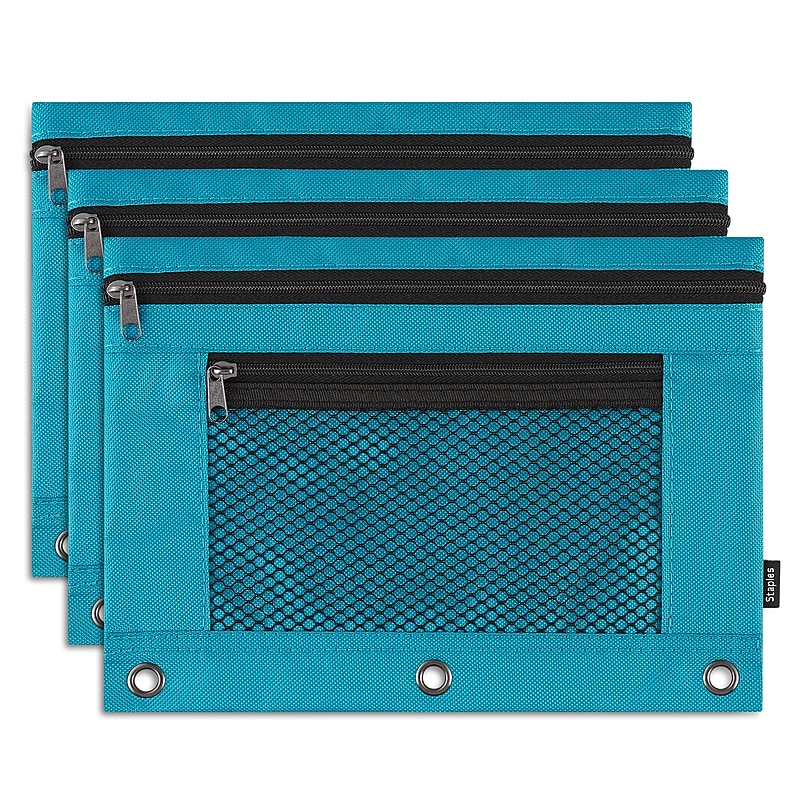 Staples Zipper Pencil Pouches, Assorted Colors, 32/Carton (53276) image 1