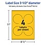 Avery Laser/Inkjet Round Multipurpose Labels, 3.5" Dia., Bright Yellow, 160/Pack (94514)~#|#~846CFF80-C774-4616-966832C888F6AAAD_sc7