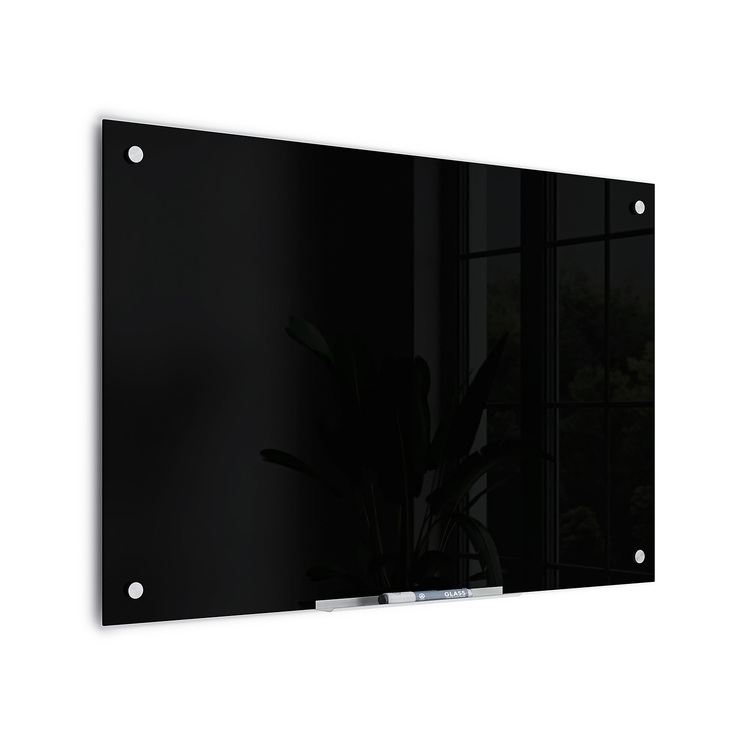 U Brands Glass Dry Erase Board 35 x 23 Inches Black Surface Frameless 170U00-01 - Bild 5 von 7