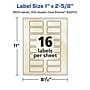 Avery Pearlized Ivory Rectangle Multipurpose Labels, 1" x 2-5/8", Ivory, 1600/Box (94201)~#|#~847443AF-8A5F-43E6-826D91DFCC843BF9_sc7