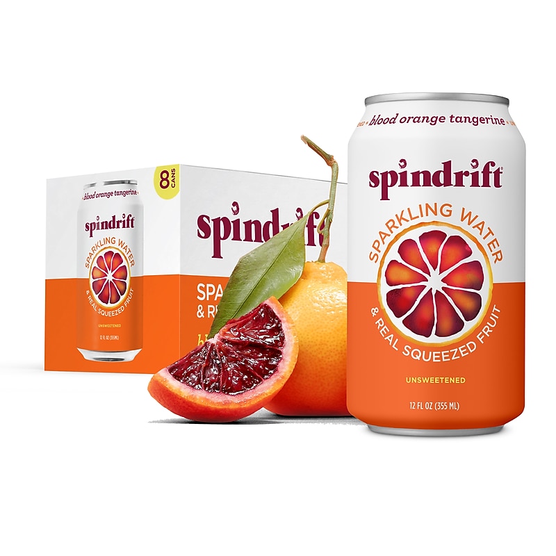Spindrift Blood Orange Tangerine Flavored Sparkling Seltzer Water, 12 oz., 24 Cans/Carton (SDR14220) image 1