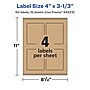 Avery Laser/Inkjet Rectangle Multipurpose Labels, 4" x 3-1/3", Kraft Brown, 60 Labels/Pack ( 94223)~#|#~847BB0C8-3C1B-436E-BCBD71EBDB27B02E_sc7