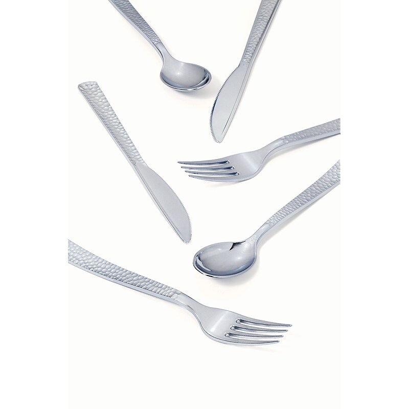 Creative Converting Metallic Silver Hammered Assorted Plastic Cutlery, 288/Pack (339401) image 1
