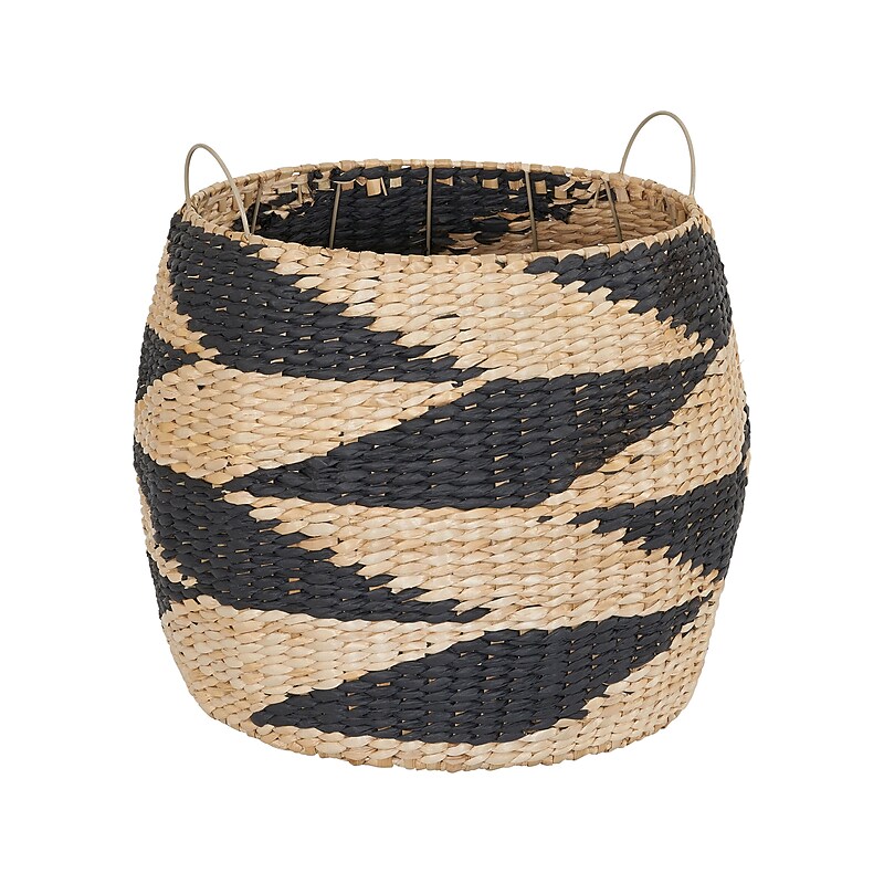 Household Essentials Zig Zag Large Cattail/Paper Storage Basket, Natural/Black (ML-6704) image 1