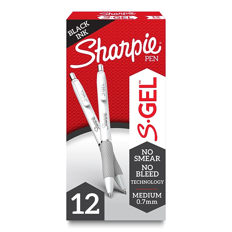 Sharpie S-Gel Retractable Gel Pen, Medium Point, Black Ink, Dozen (2126236) image 1