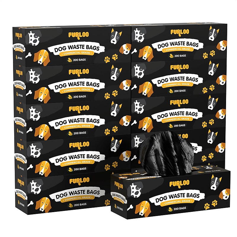 Furloo Heavy Duty Pet Waste Disposal Bags, 2 Gallons, Black, 2000 Total Bags (FLO2-10) image 1