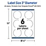 Avery Laser/Inkjet Circle Multipurpose Labels, 3" Dia., White, 60/Pack (S00-DM1)~#|#~84A0BA2A-A5C9-4344-8094DBCCBF7E2445_sc7