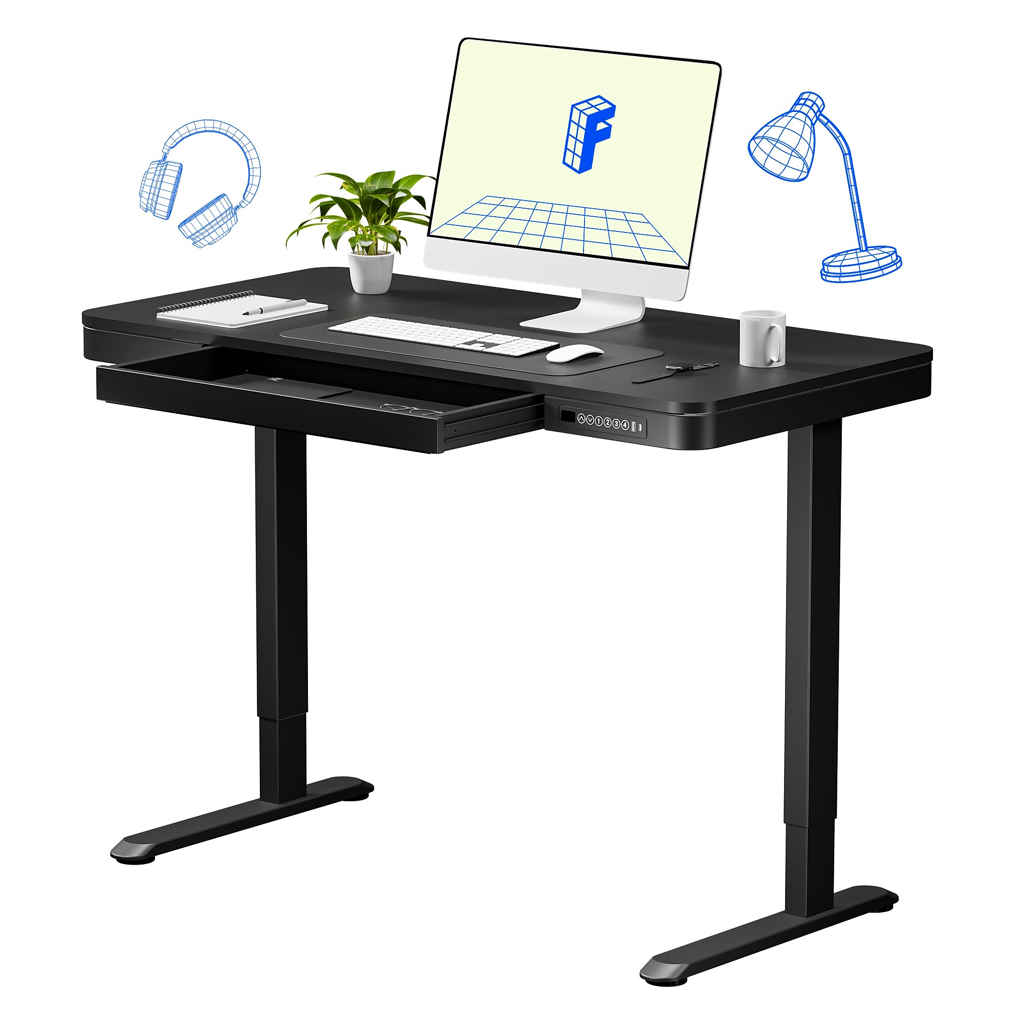 FlexiSpot EW2 48″W Electric Adjustable Standing Desk, Black (EW2B-E) Sansujyuku sansujyuku.com