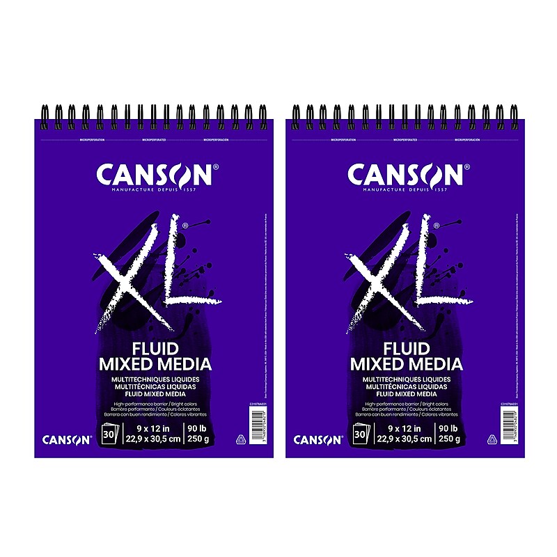 Canson XL Series 9" x 12" Wire Bound Mixed Media Sketch Pad, 30 Sheets/Pad, 2/Bundle (MCXC31078A031-2) image 1