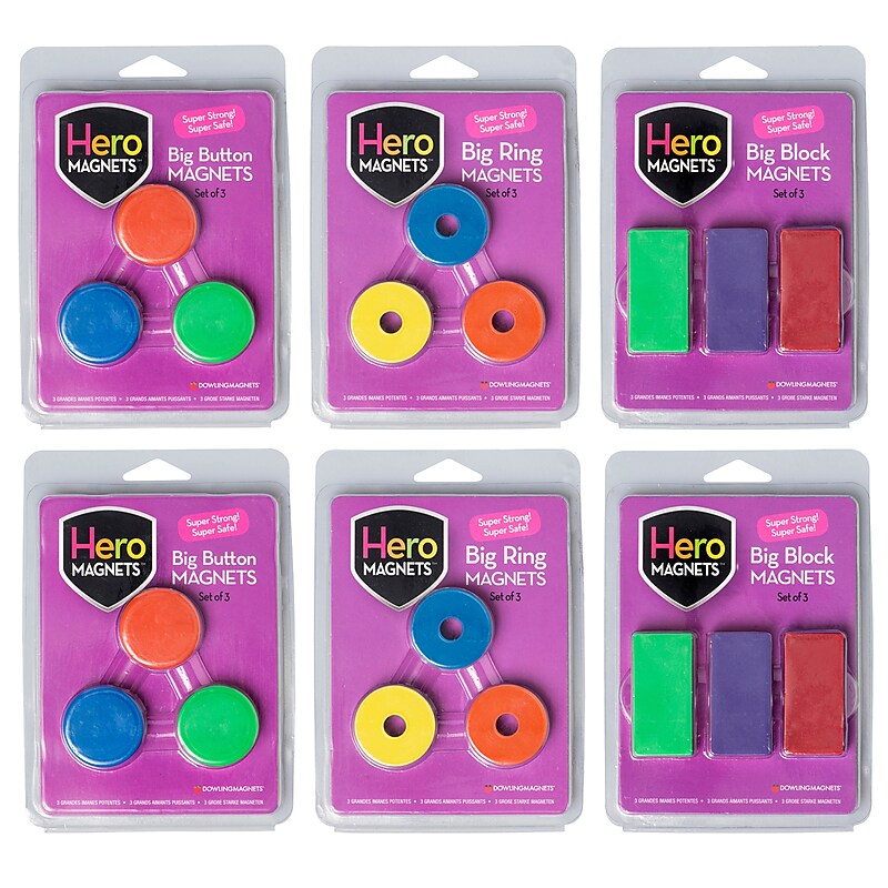 Dowling Magnets Hero Magnets Bundle: Button, Blocks & Rings, 18 Pieces (DO-HEROKIT) image 1