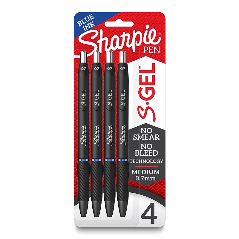 Sharpie S-Gel Retractable Gel Pen, Fine Point, 0.5mm, Blue Ink, 4/Pack (2116200) image 1