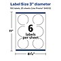 Avery Laser/Inkjet Round Multipurpose Labels, 3" Dia, Matte White, 150 Labels/Pack (94513)~#|#~84B3E44A-542B-4463-8AFD70611F6E7D2C_sc7