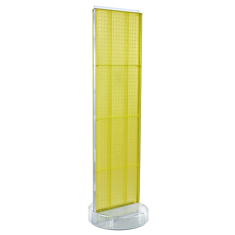 Azar Displays 60”H x16”W Two-Sided Pegboard Floor Display On a Revolving Round Studio Base, Yellow  (700780-YEL) image 1