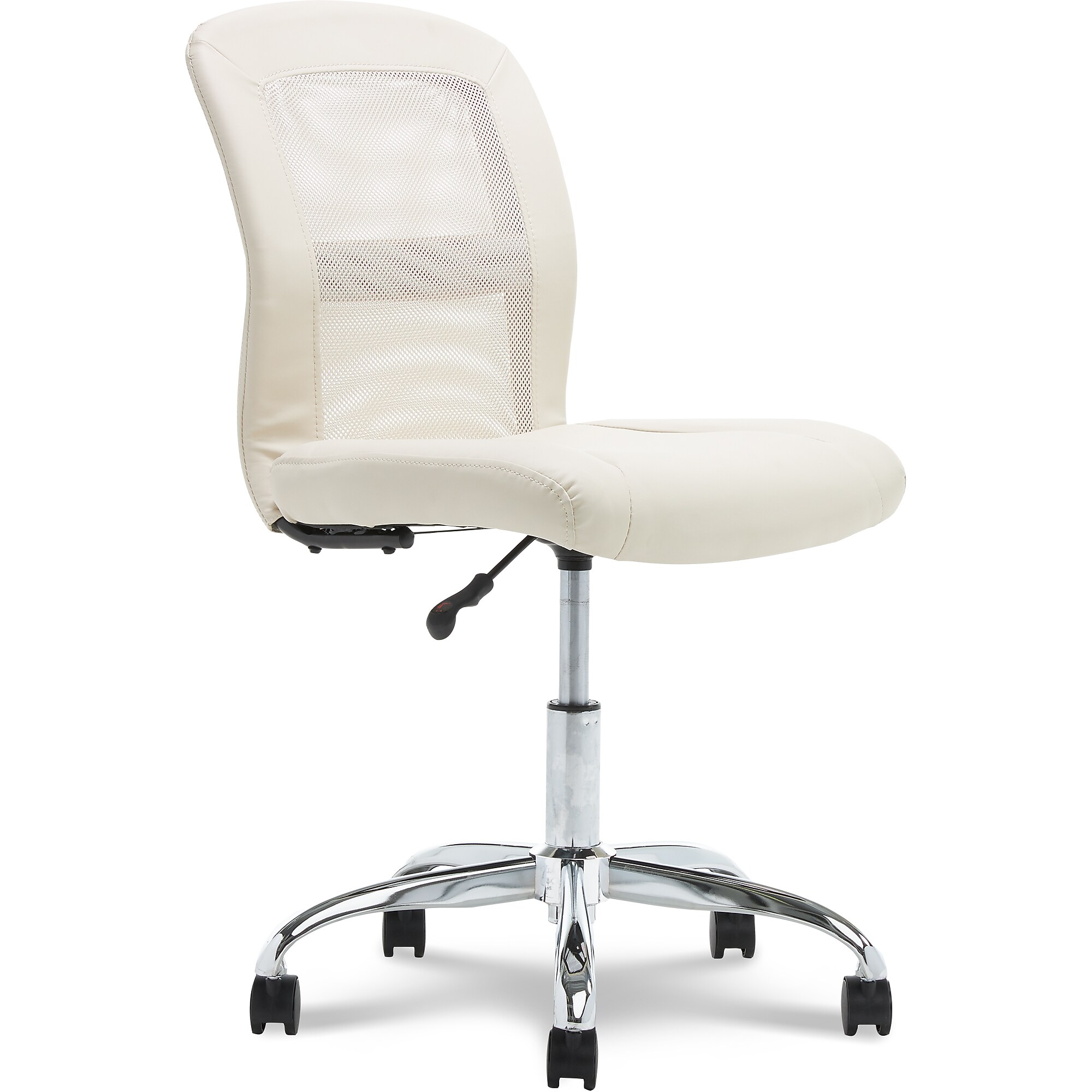 Serta Essentials Armless Ergonomic Bonded Leather/Mesh Swivel Task Chair, Cream (48740B) Simolary simolary.com