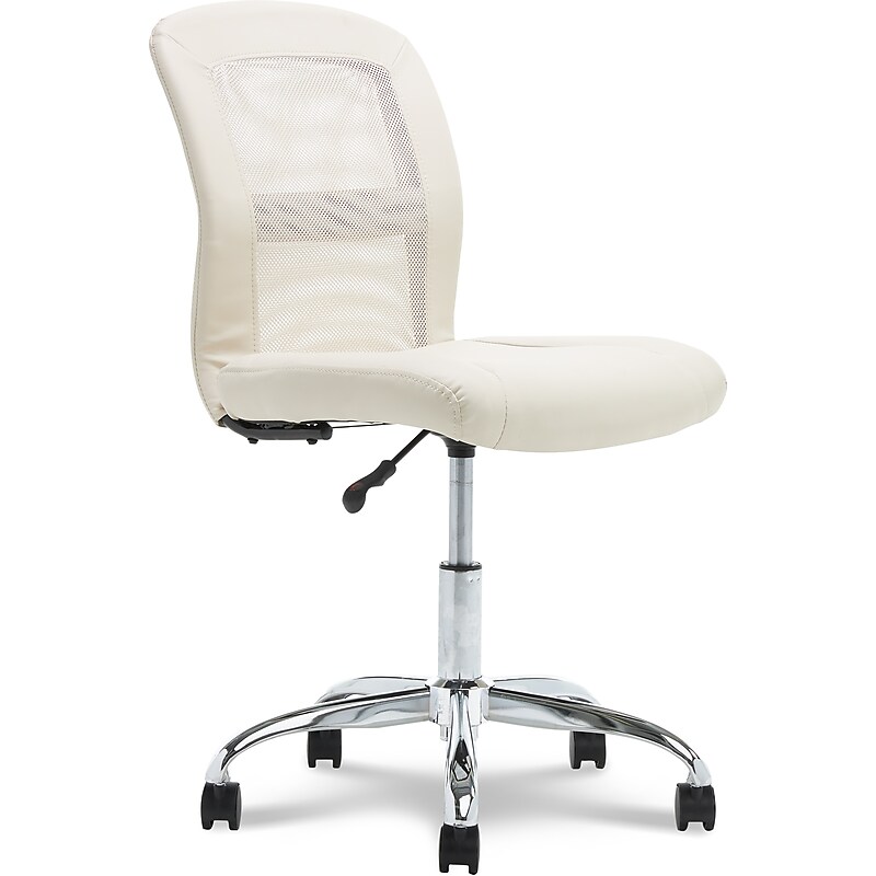 Serta Essentials Armless Ergonomic Bonded Leather/Mesh Swivel Task Chair, Cream (48740B) image 1