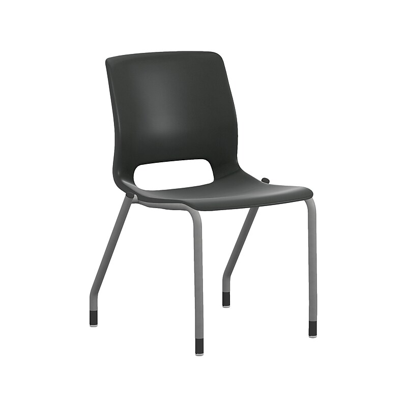 HON Motivate Plastic Stacking Chair, Armless, Onyx/Platinum, 2/Set (HMG1.N.E.ON.PLAT) image 1