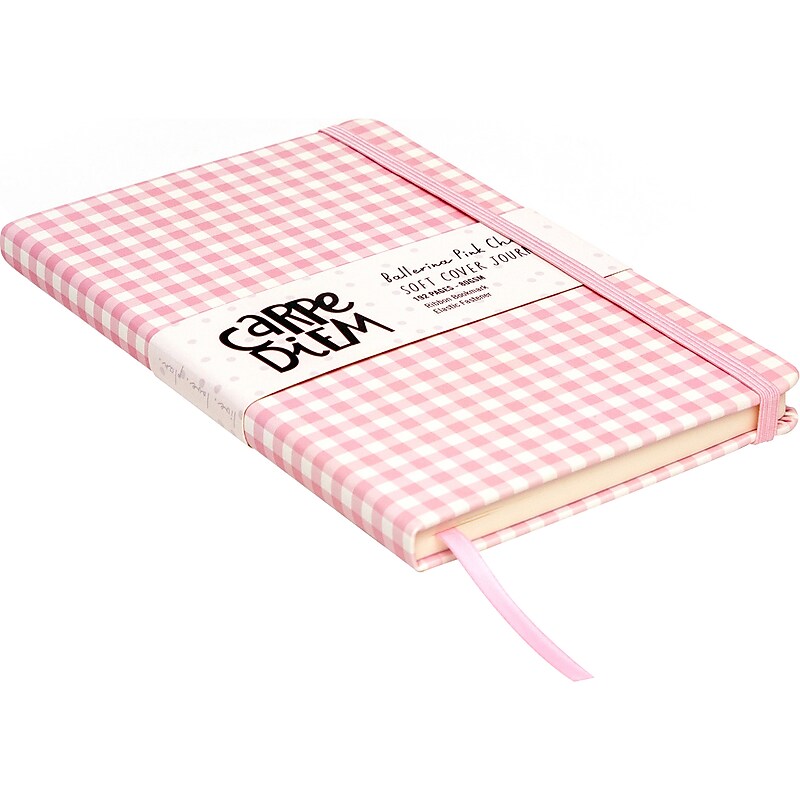 Carpe Diem Ballerina Pink Check Journal, 5.24" x 8.27", Wide-Ruled, Pink/White, 192 Pages (9371-CD) image 1