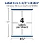 Avery Laser/Inkjet Multipurpose Labels, White, 4 Labels/Sheet, 100 Sheets/Pack (94254)~#|#~84BD92CE-E814-4C9A-81CAFB2F4719C5FF_sc7