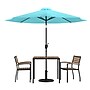 Flash Furniture Lark Outdoor Patio Table Set, Teal Umbrella, 5 Piece Set (XU8102UB19BTL)~#|#~84BEE925-70F2-4BC8-9B03ABC033E08FE3_sc7