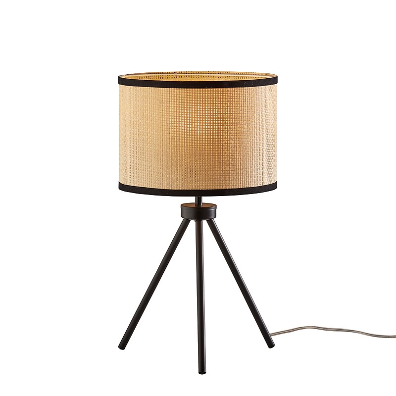 Adesso Raven Incandescent Table Lamp, Black & Natural (3953-01) image 1