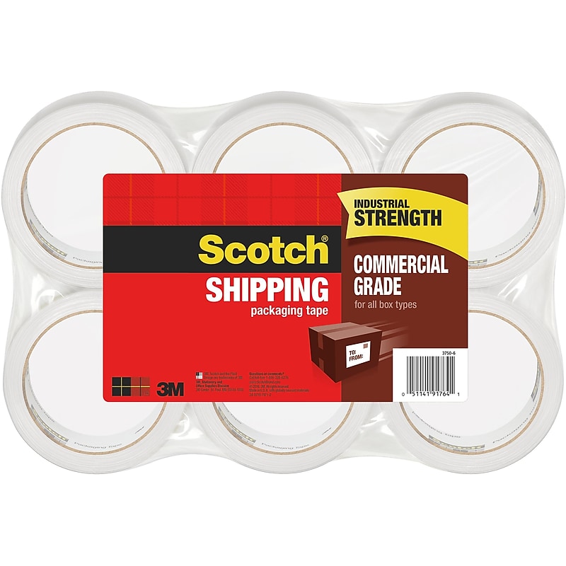 Scotch Heavy Duty Packing Tape, 1.88" x 54.6 yds., Clear, 6/Pack (3750-6) image 1