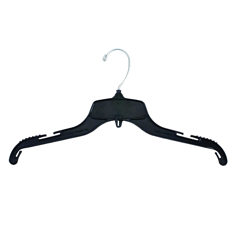 Nahanco 15" Plastic Top Hanger, Black, 100/Carton (24400) image 1
