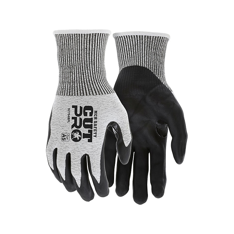 MCR Safety Cut Pro Hypermax Fiber/Bi-Polymer Work Gloves, Salt-and-Pepper/Black, M, Pair (92754BPM) image 1